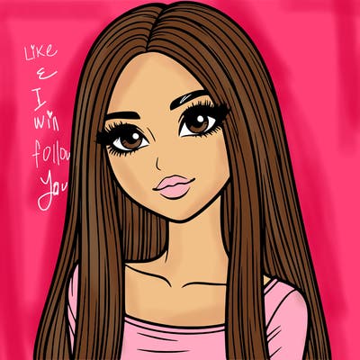 realistic girl with straight and long hair