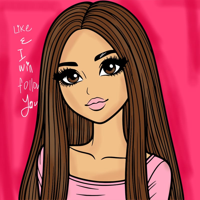 realistic girl with straight and long hair