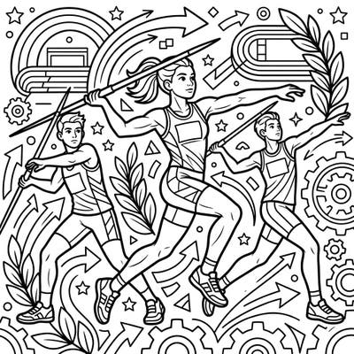 Get ready for an athletic adventure with this javelin throwers coloring page, specially designed for toddlers. Its thick lines and dynamic sports theme make it perfect for developing early motor skills and sparking imaginative play.