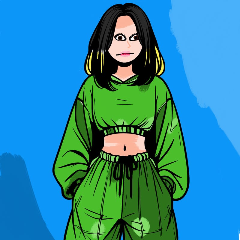 realistic girl faceless with baggy pants and a crop top