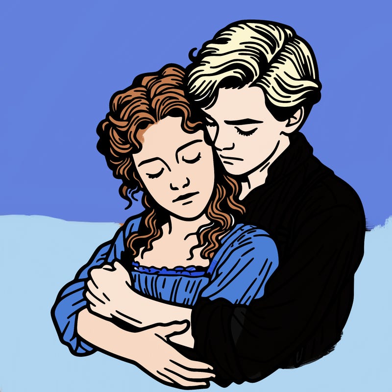 titanic jack rose hugging each other