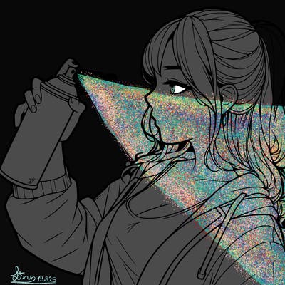 a realistic girl spray, painting