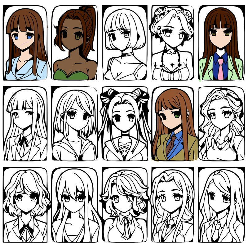 girls that look diffrent anime