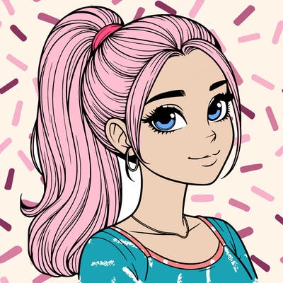 realistic girl with a high ponytail