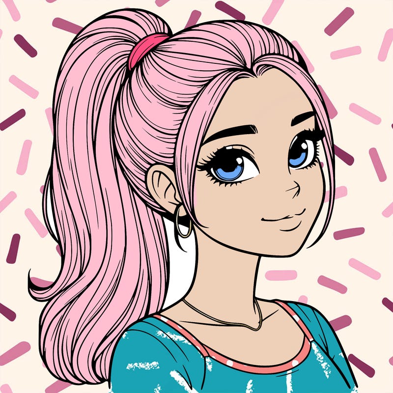 realistic girl with a high ponytail