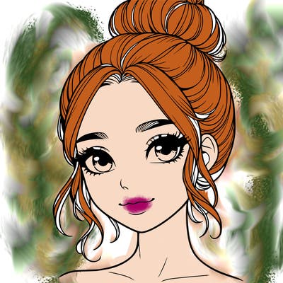 realistic pretty girl with hair in bun
