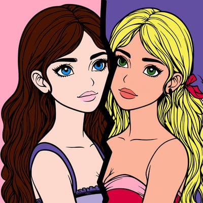 split realistic girl