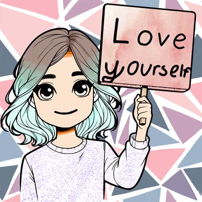 realistic girl holding up a sign