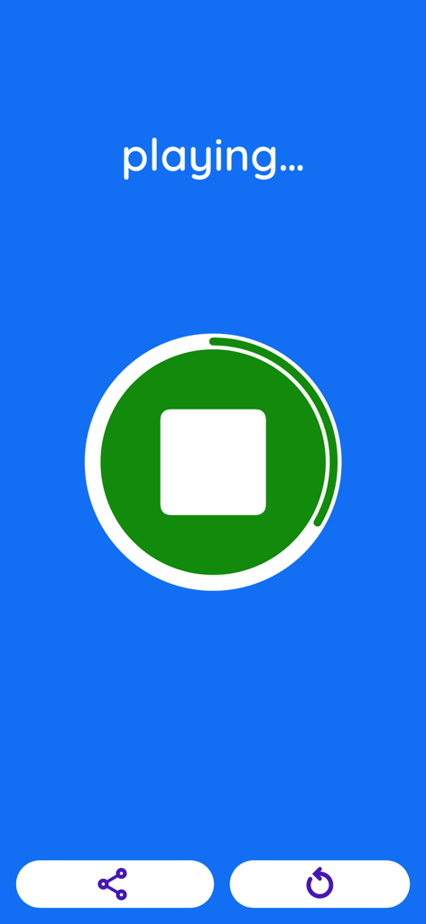 Voice Reverser app interface showing audio playing backwards with a stop button and share icon