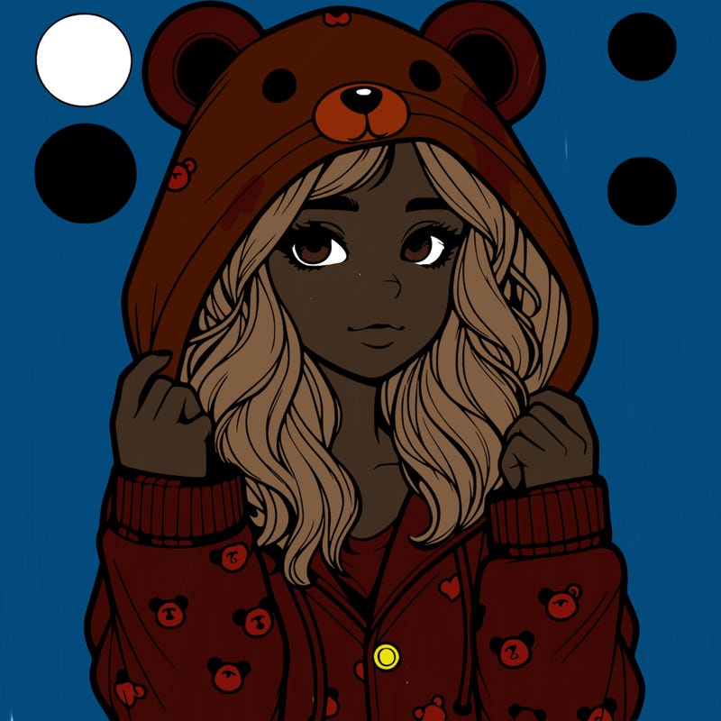 realistic girl in a animal pjs hoodie