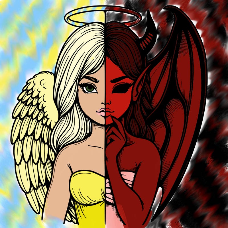 realistic angel half demon