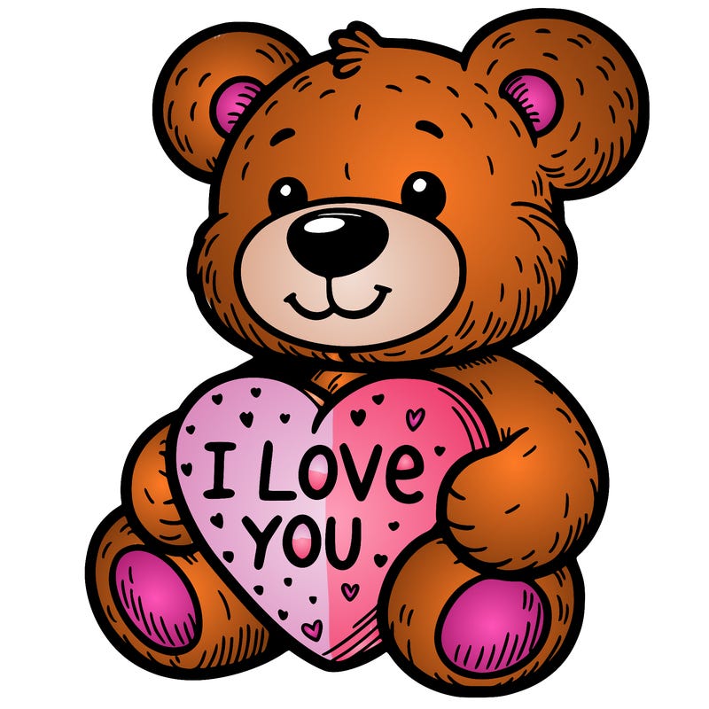 teddy bear holding an i love you heart