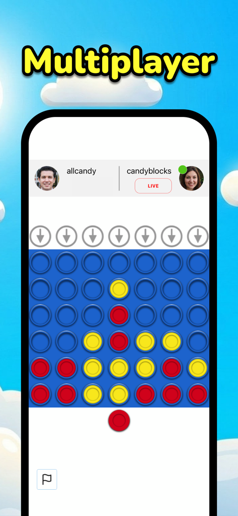 Multiplayer Board Games - Partida multijugador en vivo del juego de mesa Conecta 4.