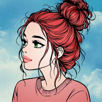 a realistic girl with a messy bun