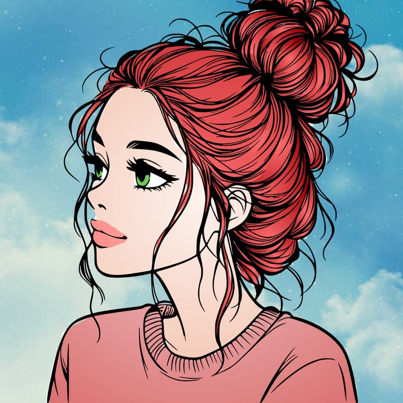 a realistic girl with a messy bun