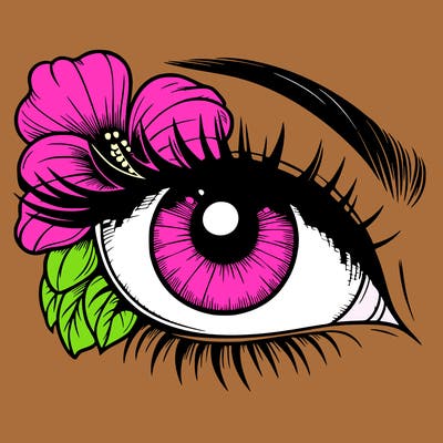 realistic eye with flower