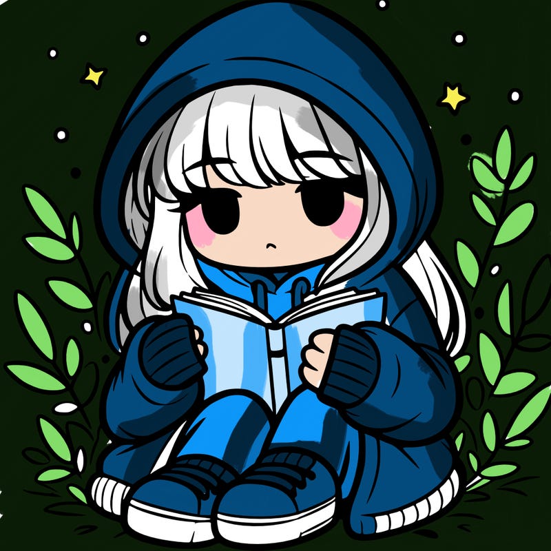 girl in oversized hoodie reading a book