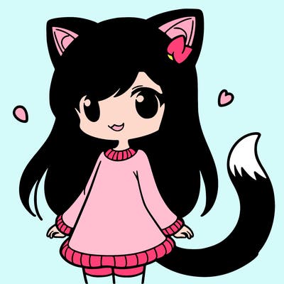 girl with cat ears and tail