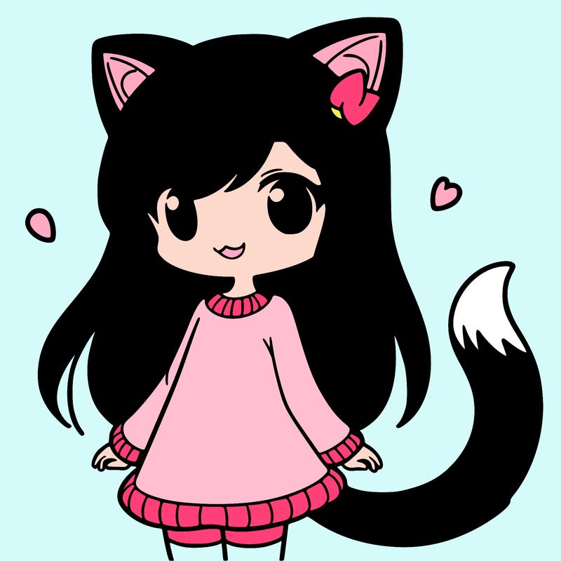 girl with cat ears and tail