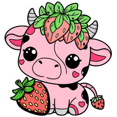 cute strawberry cow