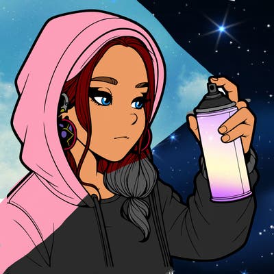 a realistic girl, spray painting