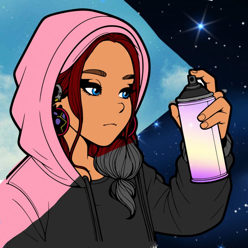 a realistic girl, spray painting