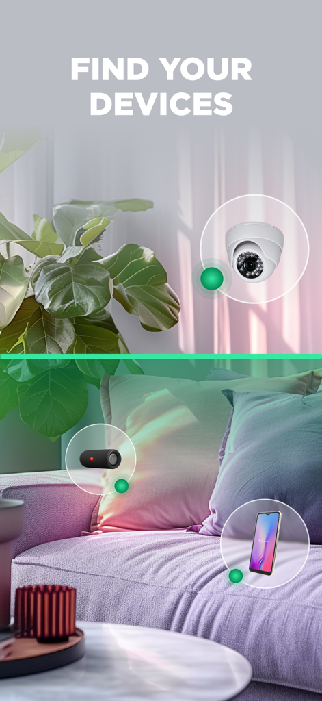 Ecrã mostrando a aplicação a encontrar uma câmara oculta e outros dispositivos eletrónicos