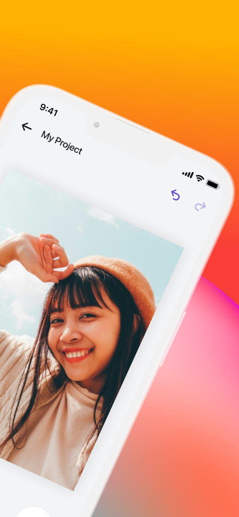 Repost Posts Videos: RepostMax - Mobile phone screen showing a photo editing project in the RepostMax app