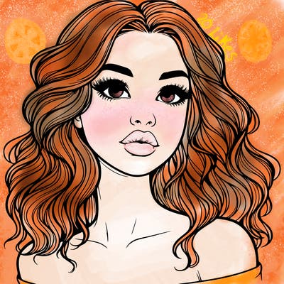 realistic girl with wavy hair and lips