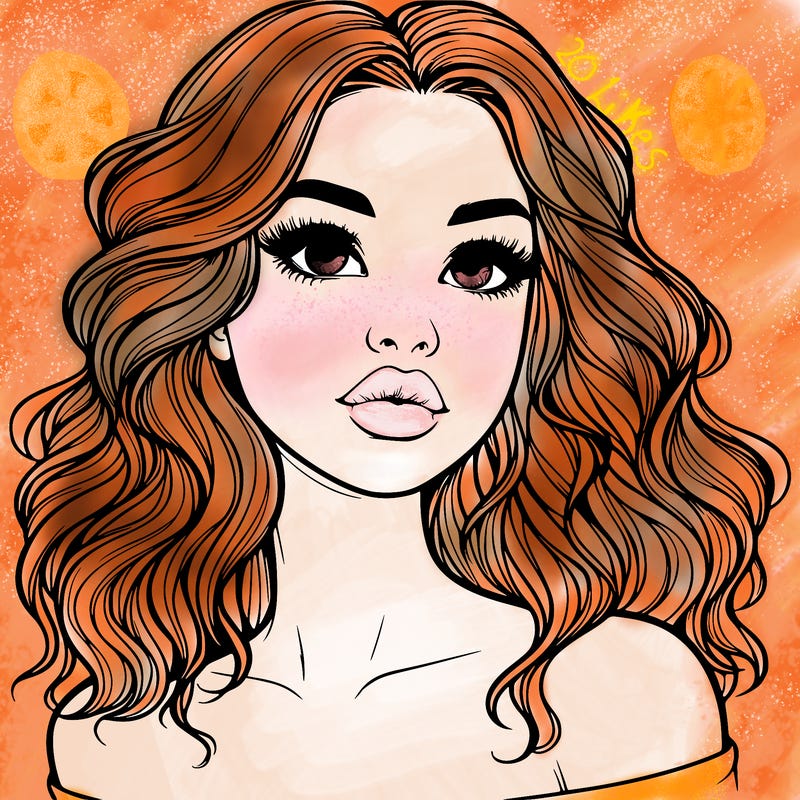 realistic girl with wavy hair and lips