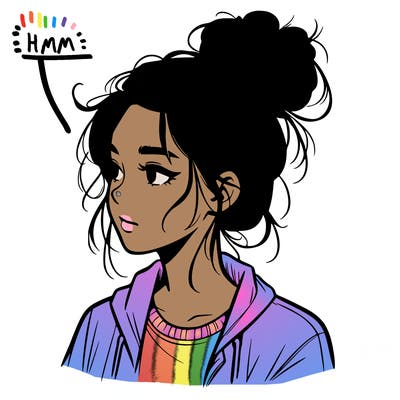 realistic teenage girl with a messy bun