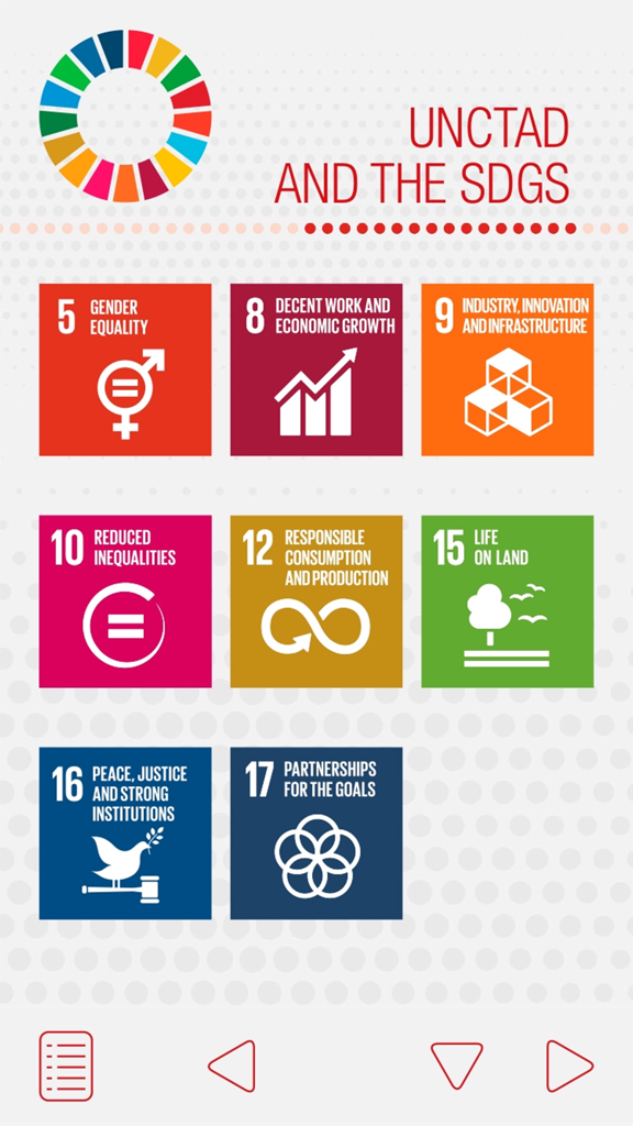 UNCTAD TOOLBOX - UNCTAD Toolbox app interface displaying Sustainable Development Goals icons