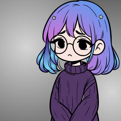 sad girl with glasses in a sweater