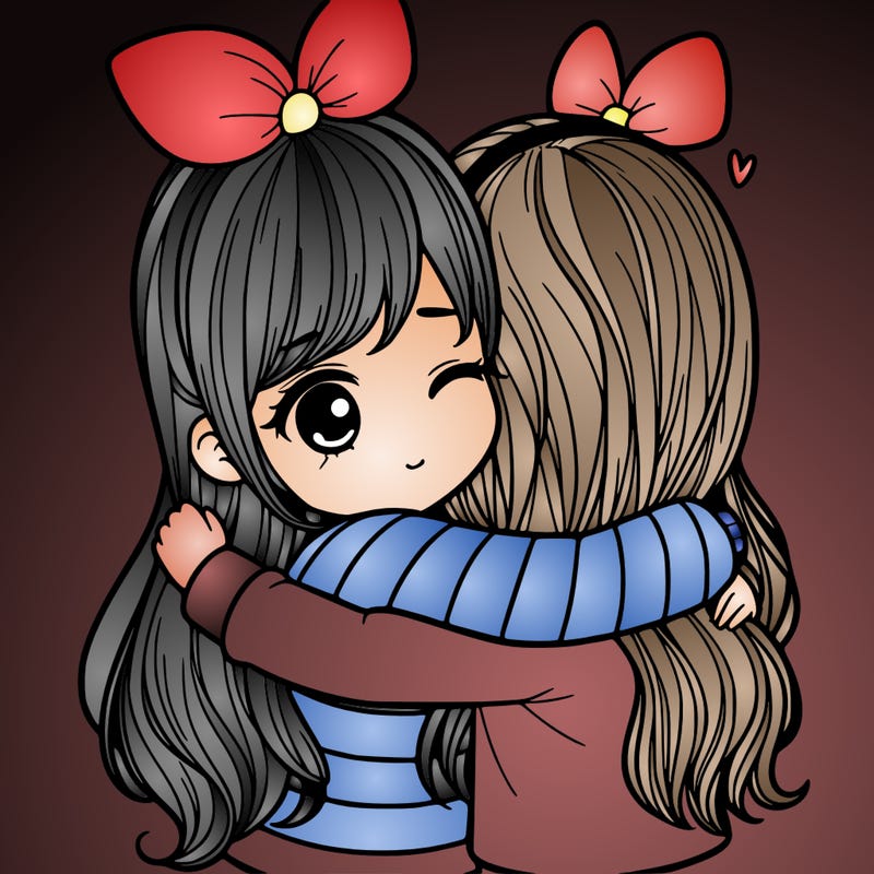 a girl hugging her best friend