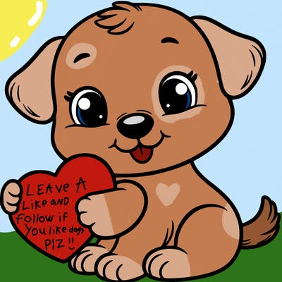 puppy holding a heart