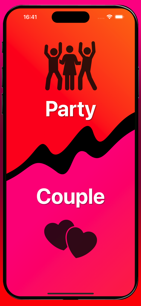 Interface do aplicativo Verdade ou Desafio Cruel e Picante apresentando seleções de modo Festa e Casal