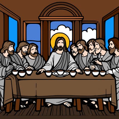 jesus shares the last supper with twelve apostles