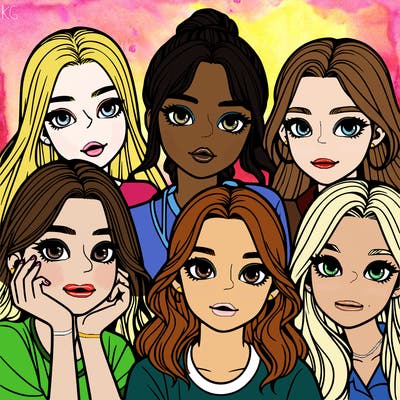 a group of girls realistic