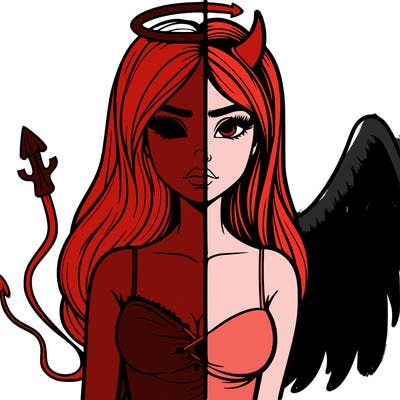 devil vs angel realistic girl