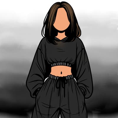 realistic girl faceless with baggy pants and a crop top