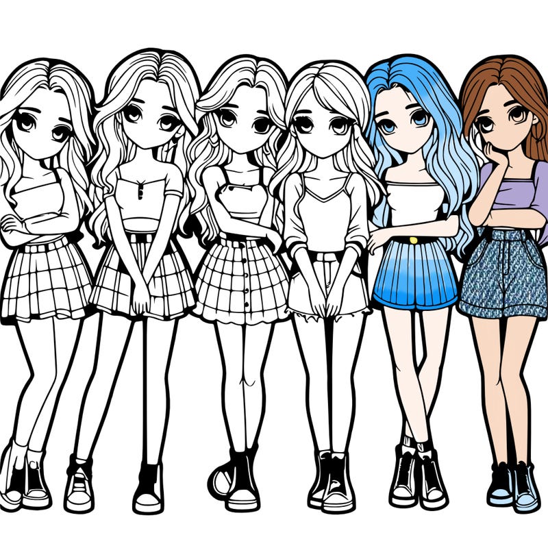 a group of girls realistic