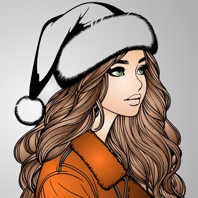 realistic girl in santa hat