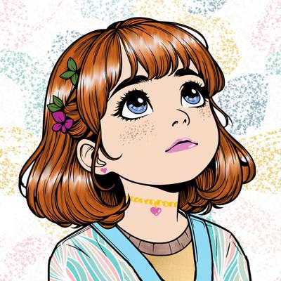 realistic girl looking up