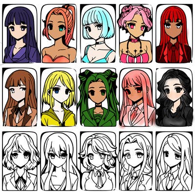 girls that look diffrent anime