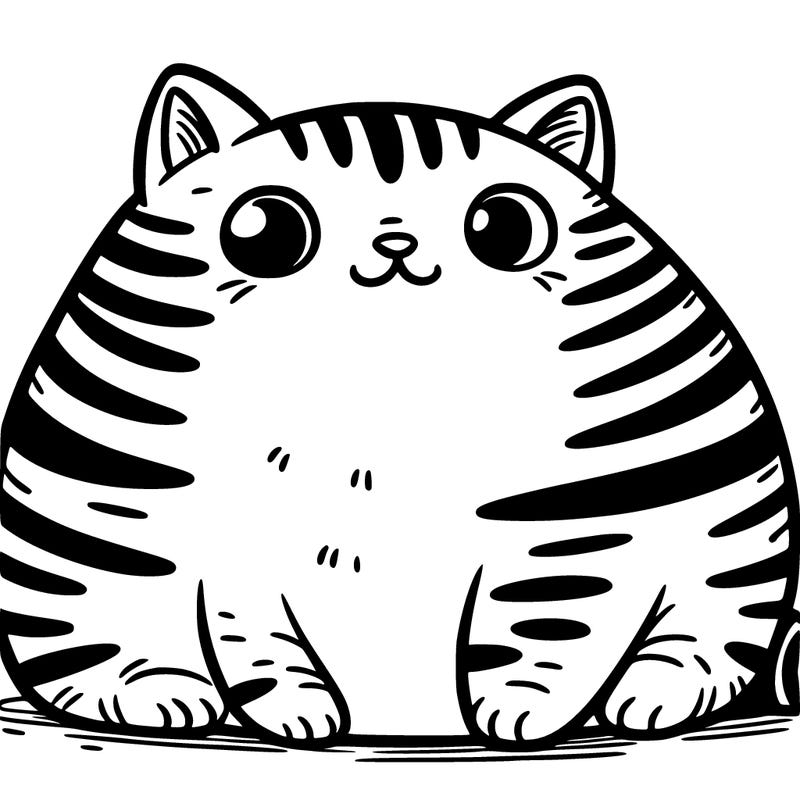 fat and fluffy cat with stripes