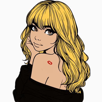 realistic girl with bangs looking over her shoulder