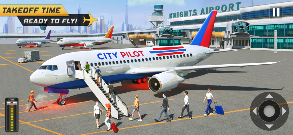 SkyDrift: Airplane Game 3D - Pasajeros abordando un avión comercial en la puerta en SkyDrift Airplane Game 3D