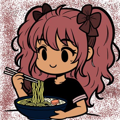 a girl eating ramen