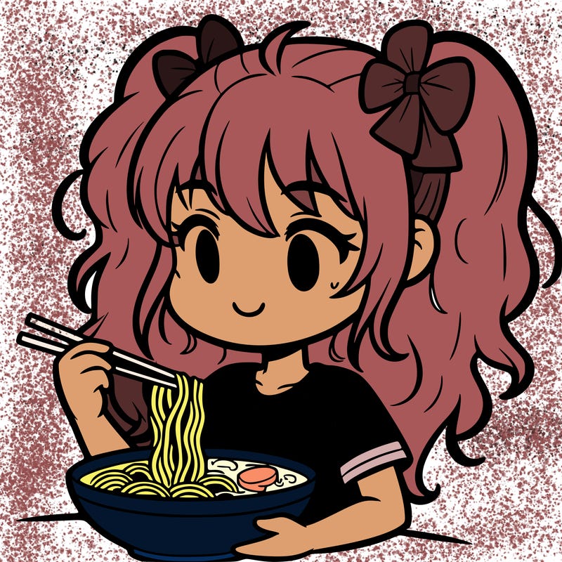 a girl eating ramen