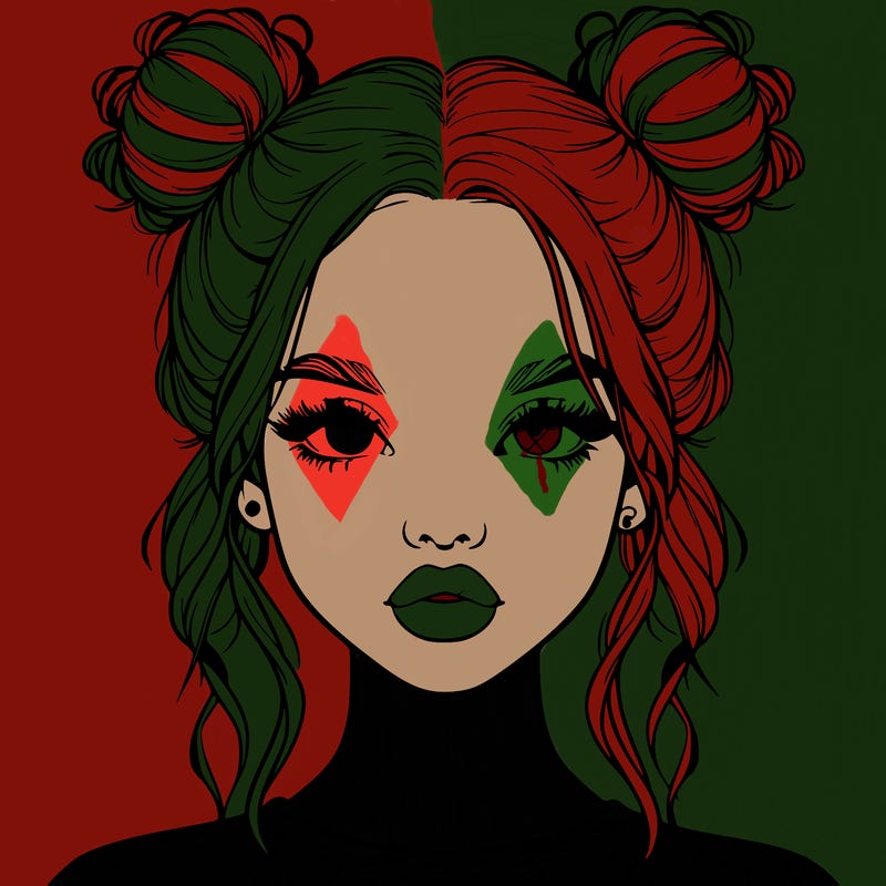 realistic girl with two buns in hair and lips